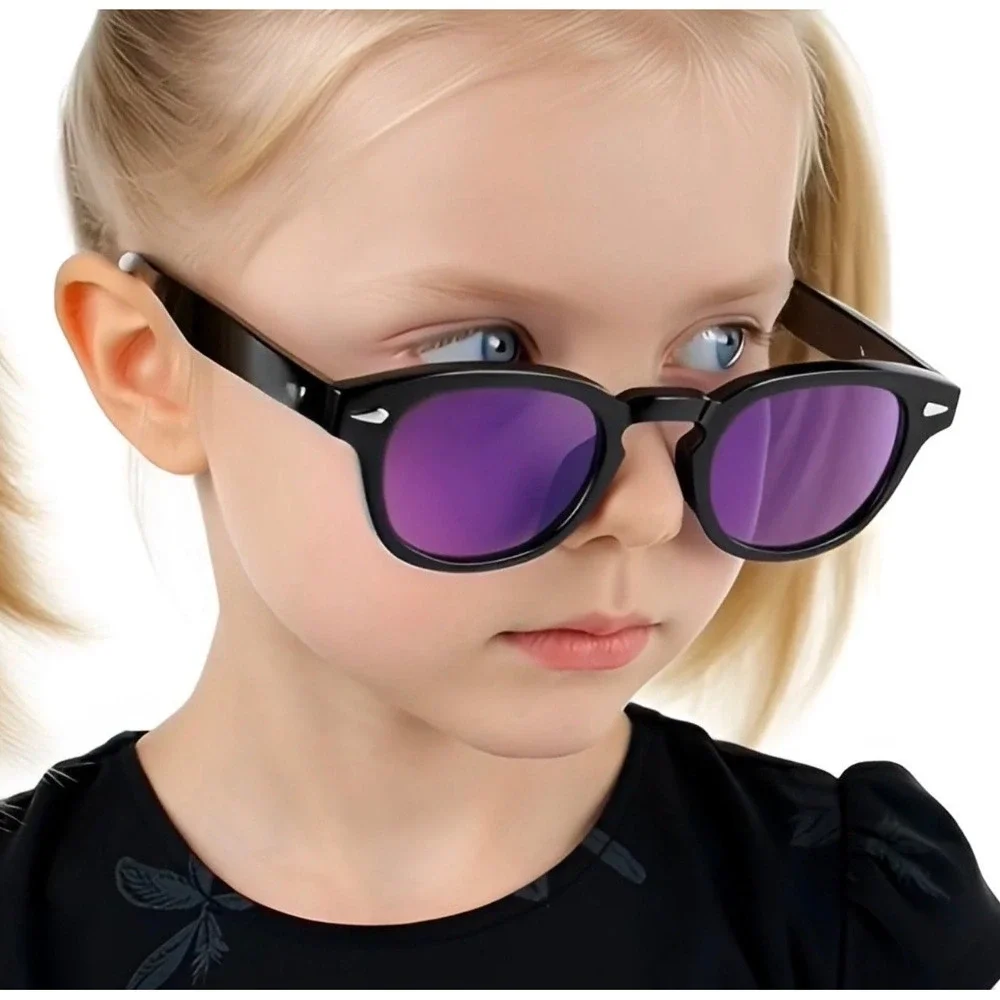 Kids Sunglasses Boys Girls Shatter-Resistant Retro Glossy UV Protection Age 4-12